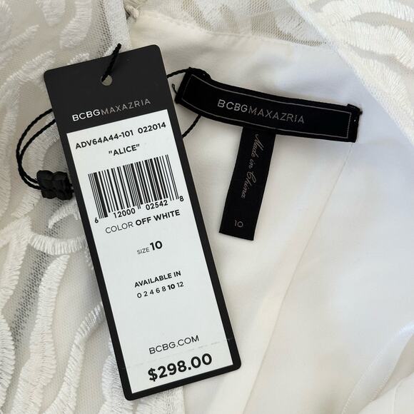 BCBGMAXAZRIA " Alice " Sleeve Lace Off-White Sheath Dress - Picture 8 of 10